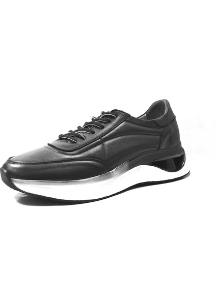 SH.260 Deri Siyah Esnek Taban Sneakers Erkek Ayakkabı