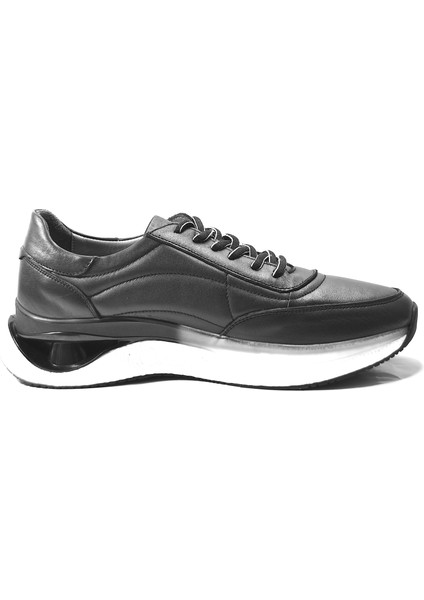 SH.260 Deri Siyah Esnek Taban Sneakers Erkek Ayakkabı