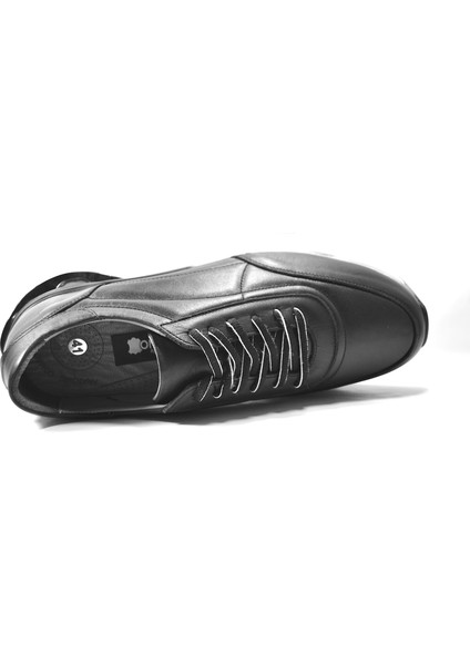SH.260 Deri Siyah Esnek Taban Sneakers Erkek Ayakkabı