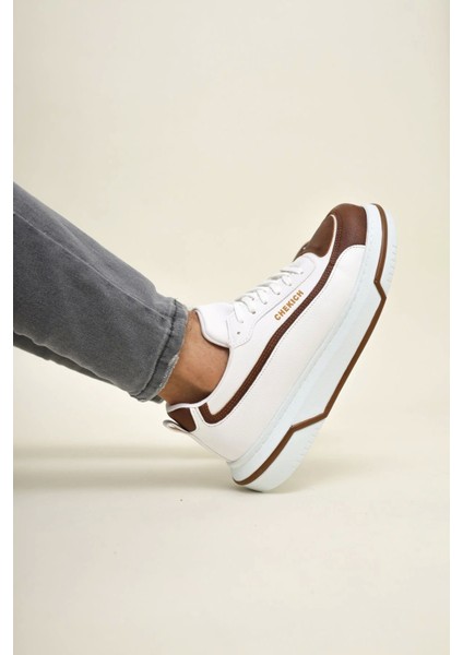 SHO241 Bağcıklı Yüksek Taban Özel Tasarım Cbt Signature Line Up Erkek Ayakkabı Taba/beyaz fiyatları