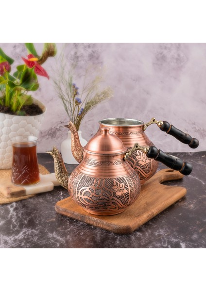 Dmt Copper Gaziantep Bakır Çaydanlık Takımı Ağır El Işlemeli Tuğra Modeli fiyatları