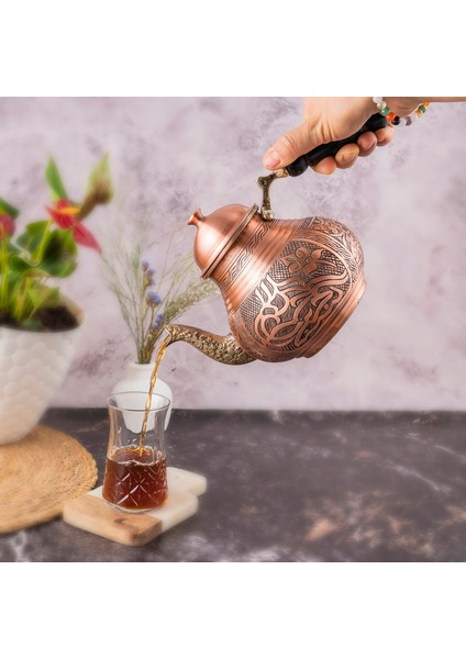 Dmt Copper Gaziantep Bakır Çaydanlık Takımı Ağır El Işlemeli Tuğra Modeli modelleri