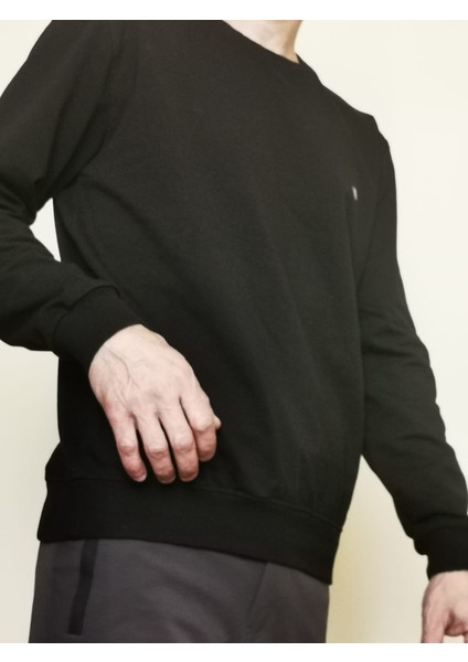 Erkek Siyah Bisiklet Yaka Uzun Kol Sweatshirt 7025-02 modelleri