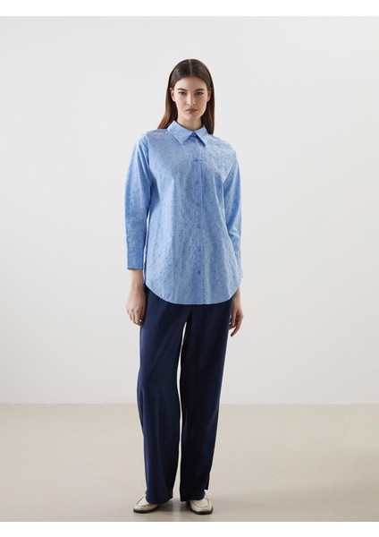 Lcw Modest Çiçekli Oversize Poplin Kadın Gömlek Tunik