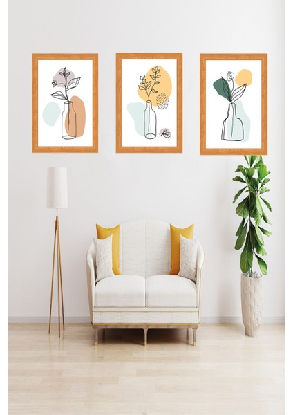 Çerçeve Görünümlü 3 Parça Mdf Minimalist Tablo Seti