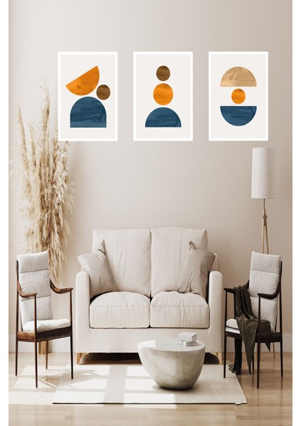 Çerçeve Görünümlü 3 Parça Mdf Tablo Seti