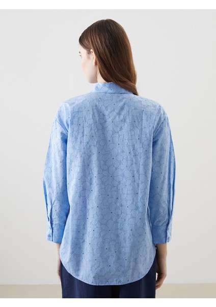 Lcw Modest Çiçekli Oversize Poplin Kadın Gömlek Tunik