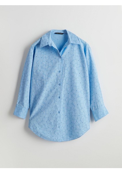 Lcw Modest Çiçekli Oversize Poplin Kadın Gömlek Tunik