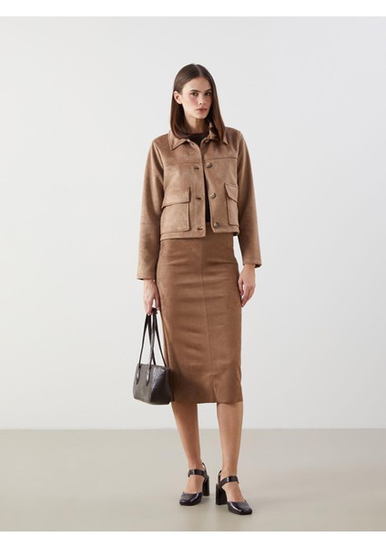 Lcw Vision Beli Fermuarlı Süet Kadın Etek