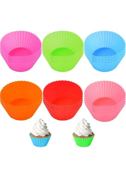 6 Adet Yıkanabilir Mini Tırtıklı Muffin Kalıb I- Ribanalı Kek-Cupcake- Renkli Hamur Işi Kabı