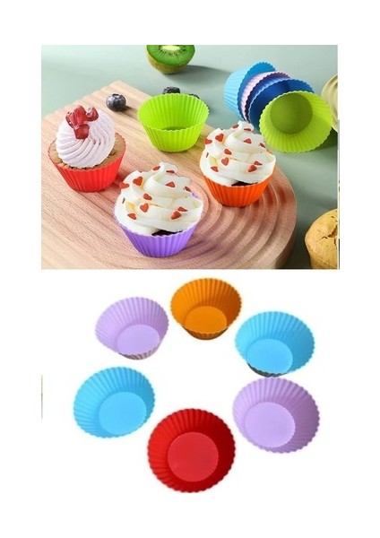 6 Adet Yıkanabilir Mini Tırtıklı Muffin Kalıb I- Ribanalı Kek-Cupcake- Renkli Hamur Işi Kabı fiyatları