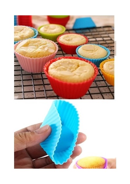 6 Adet Yıkanabilir Mini Tırtıklı Muffin Kalıb I- Ribanalı Kek-Cupcake- Renkli Hamur Işi Kabı fırsatları