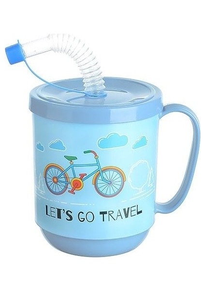 Funny Pipetli Çocuk Içecek Bardağı Desenli Bardak 350 ml