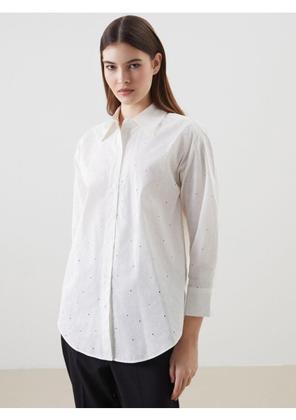 Lcw Modest Çiçekli Oversize Poplin Kadın Gömlek Tunik