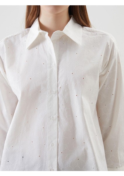 Lcw Modest Çiçekli Oversize Poplin Kadın Gömlek Tunik