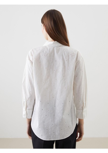 Lcw Modest Çiçekli Oversize Poplin Kadın Gömlek Tunik