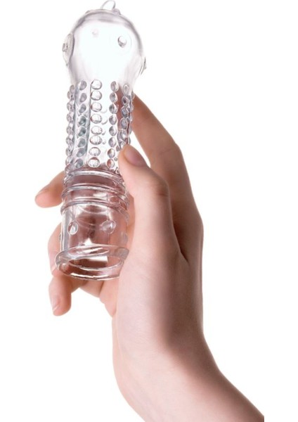 Çilek Aromalı Cinsel Jel ve Şeffaf Penis Kılıfı Seti - 14,5cm Uzatmasız Tırtıklı Yapı 768012 modelleri