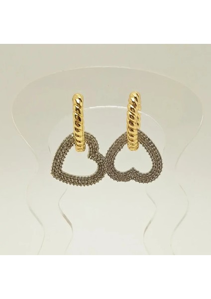 Kalp Model Taşlı Çelik Küpe fiyatları