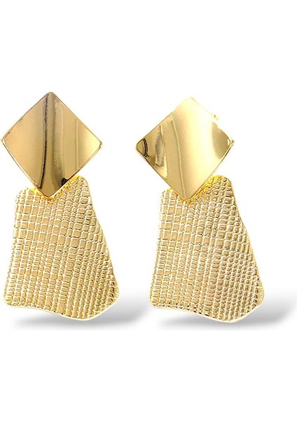 Sallantılı Asimetrik Plaka Çelik Küpe