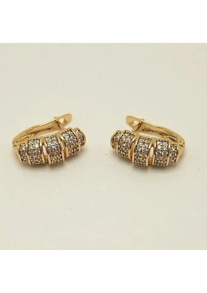 Taşlı Kruvasan Çelik Küpe