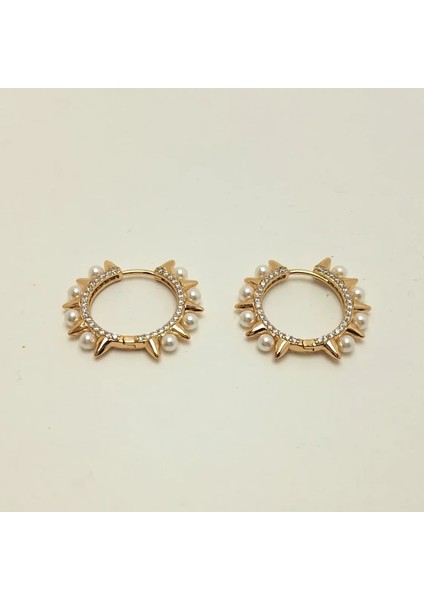 Incili Halka Çelik Küpe