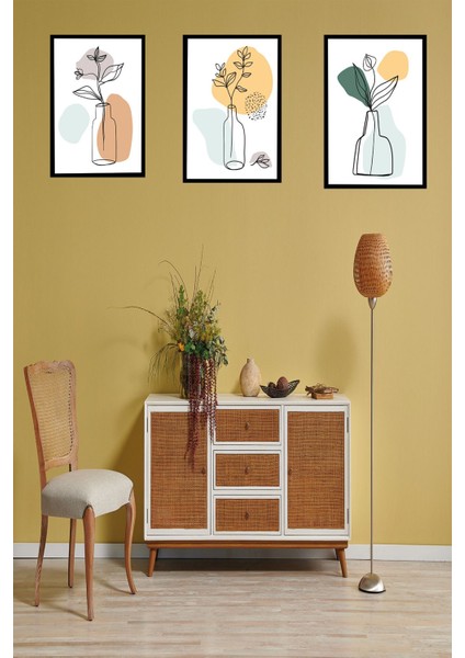 Çerçeve Görünümlü 3 Parça Mdf Minimalist Tablo Seti