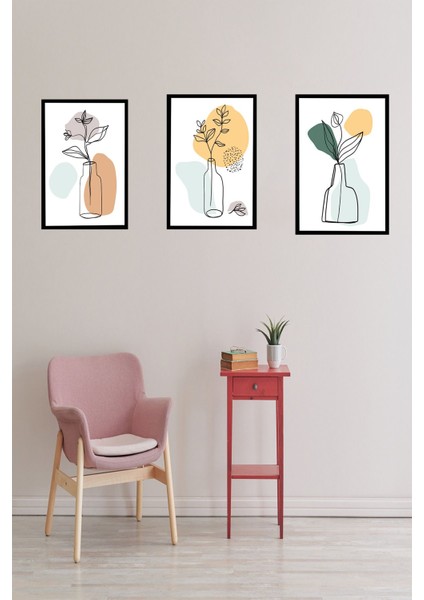 Çerçeve Görünümlü 3 Parça Mdf Minimalist Tablo Seti