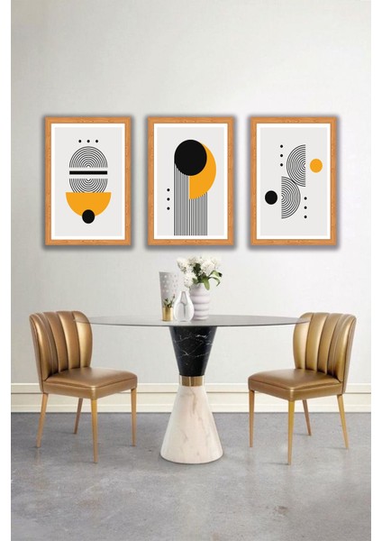 Modern Tarzda Minimalist Salon Tablosu 3 Parça Ahşap Mdf Baskı