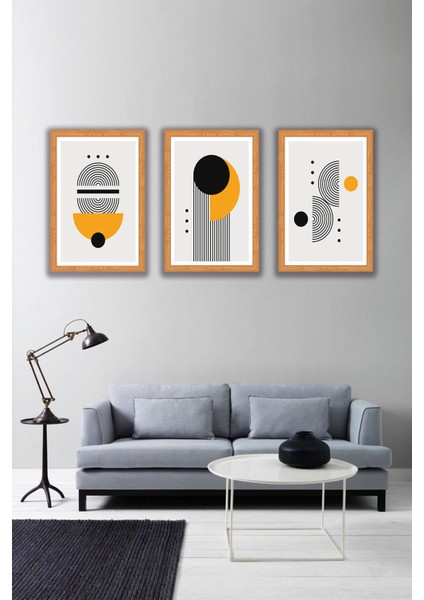Modern Tarzda Minimalist Salon Tablosu 3 Parça Ahşap Mdf Baskı