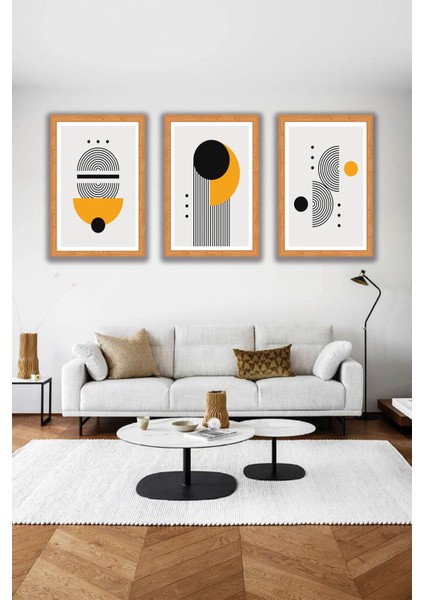 Modern Tarzda Minimalist Salon Tablosu 3 Parça Ahşap Mdf Baskı