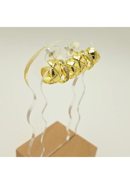 Trio Çelik Küpe Gold modelleri