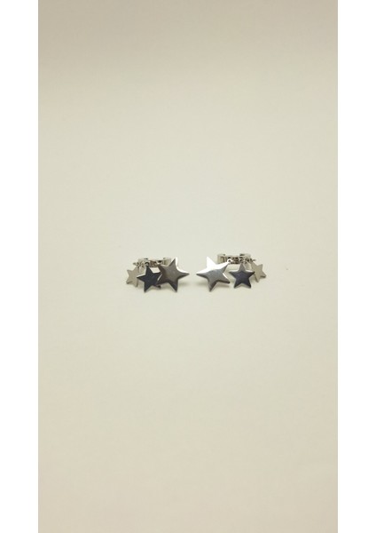 Sallantılı Yıldız Çelik Küpe Silver