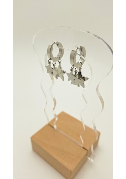 Sallantılı Yıldız Çelik Küpe Silver fiyatları