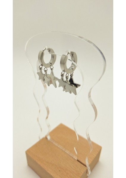 Sallantılı Yıldız Çelik Küpe Silver modelleri