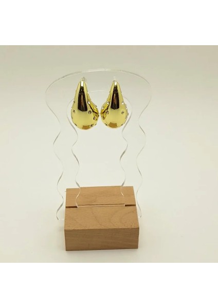 Bottega Su Damlası Model Taşlı Çelik Küpe modelleri