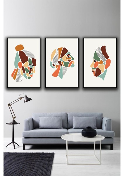 Minimalist Bohem Kadın Duvar Tablosu Çerçeve Görünümlü 3 Parça