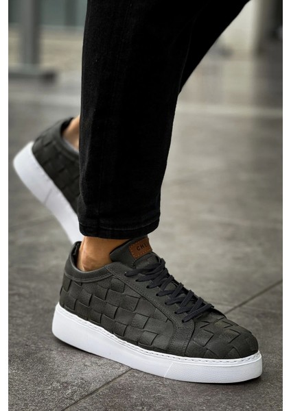 SHO209 Bağcıklı Yüksek Taban Özel Tasarım Obt Vimini Erkek Ayakkabı Antrasıt fiyatları