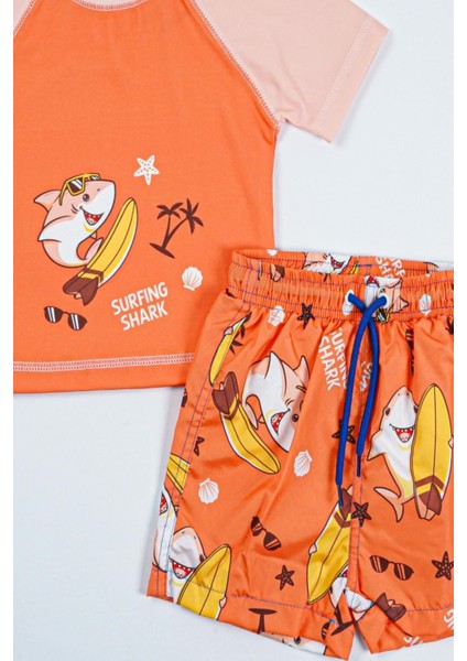 Yeni Sezon Surfıng Shark Baskılı Iki Parça Dalgıç Kumaş -Uv Korumalı- Şortlu-Erkek Mayo modelleri