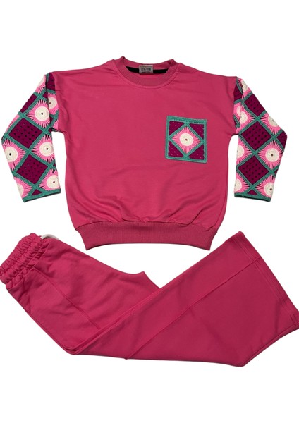 Kız Çocuk Iki Iplik Kumaş Örgü Detaylı Alt-Üst Takım fiyatları