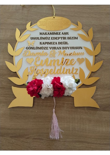 Çelik Kapı Süsü Aynalı Pleksi Çok Şık (Kaliteli 1 S Inıf) Çiçekli Kişiye Özel