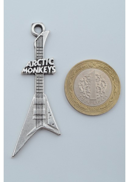 Arctic Monkeys Elektro Gitar Gümüş Kaplama Örme Zincir Kolye