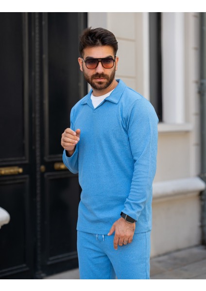 Erkek Polo Yaka Uzun Kollu T-Shirt – Waffle Kumaş, Pamuk, Regular Fit, Günlük ve Spor Kullanım, Kahverengi fırsatları