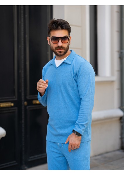 Erkek Polo Yaka Uzun Kollu T-Shirt – Waffle Kumaş, Pamuk, Regular Fit, Günlük ve Spor Kullanım, Kahverengi indirimleri