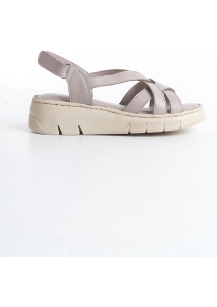Deri Bej Ortopedik Taban Kadın Sandalet TMD202580