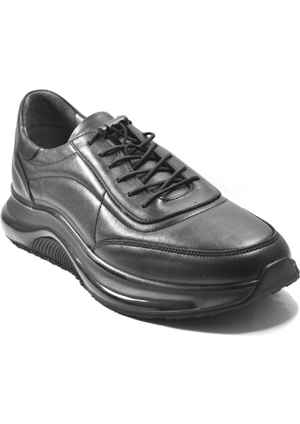 SH.260 Deri Siyah Esnek Taban Sneakers Erkek Ayakkabı