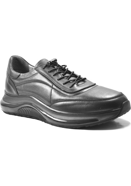 SH.260 Deri Siyah Esnek Taban Sneakers Erkek Ayakkabı