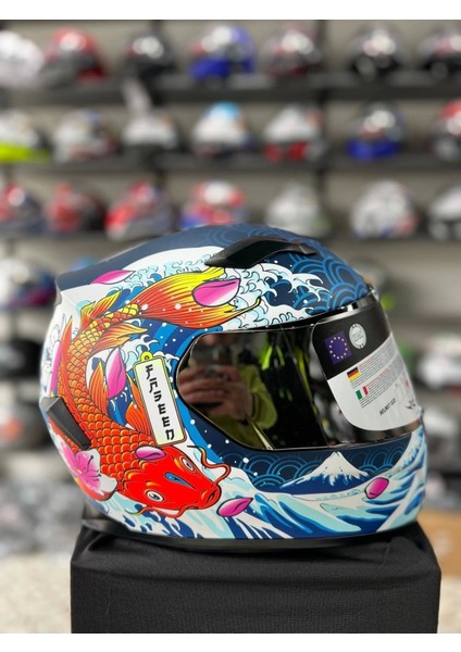 Sw 820 Dakar 5 Full Face Balık Desenli Motosiklet Kask