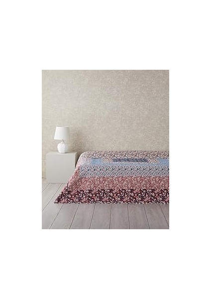 Fanciful Patchwork Çift Kişilik Çok Amaçlı Örtü Bordo