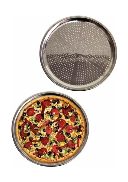 Oz cm ax Delikli Çelik Pizza ve Lahmacun Tepsisi - Orta Boy - 32 cm fiyatları