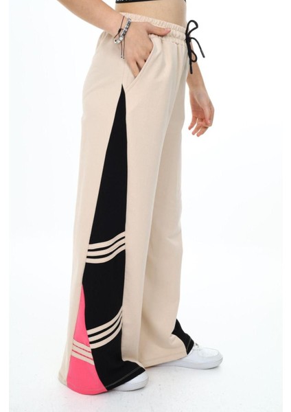Kız Çocuk %100 Pamuk Garnili Oversize Geniş Paça Eşofman ALTI-EŞF-0003